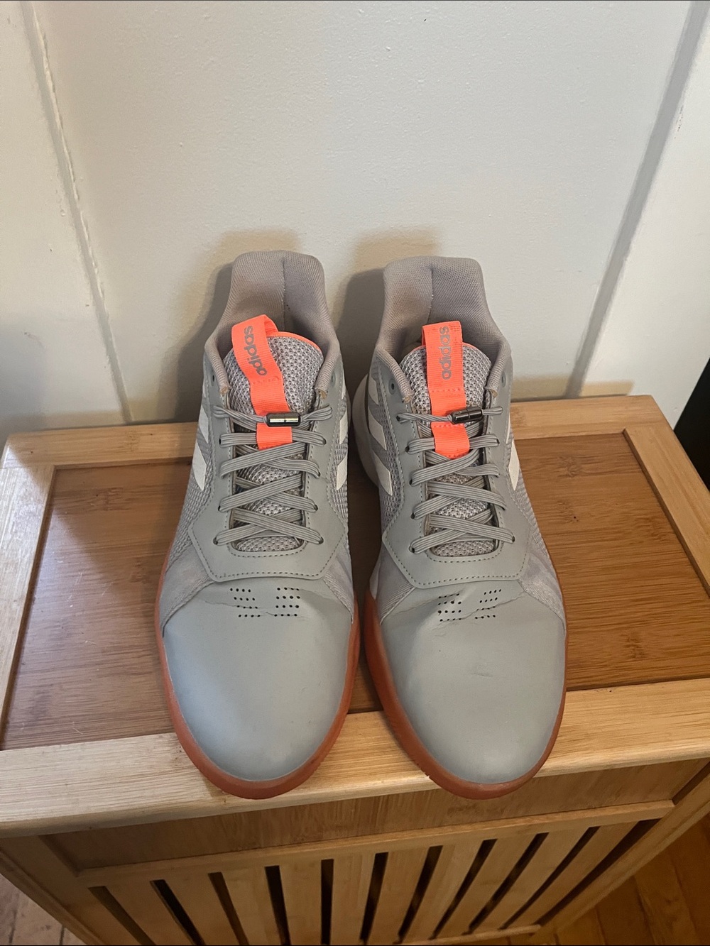Men's Grey adidas Athletic Sneakers with Orange Accent